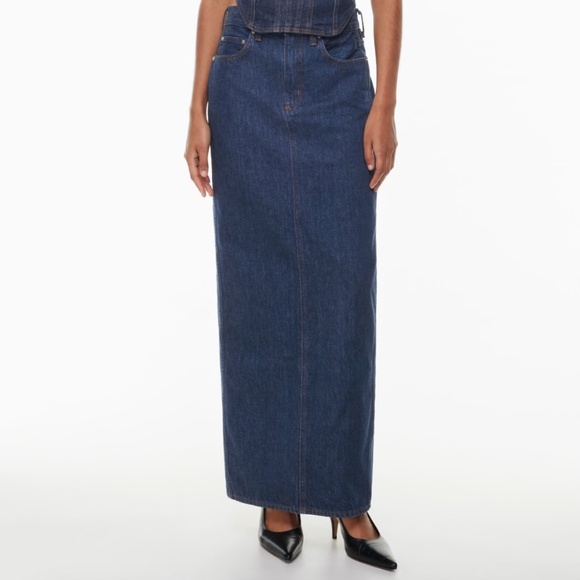 Aritzia Denim Forum The '90s Pencil Maxi Retro Jean Skirt Size 28 - Picture 1 of 9
